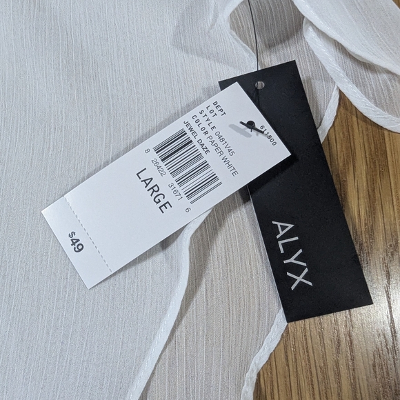 Alyx White Overlay Sheer Blouse Size Large - Picture 7 of 9